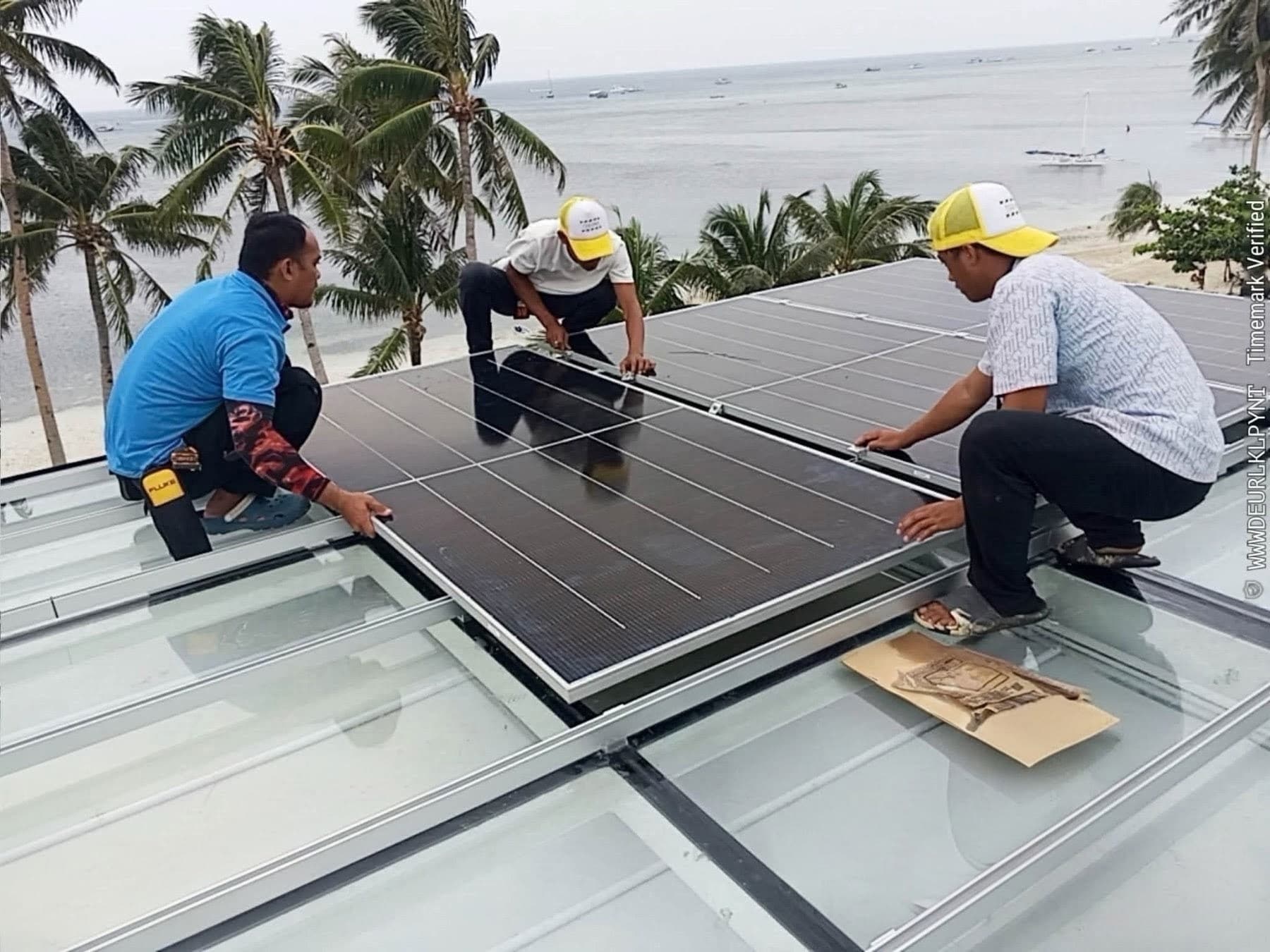 Installation in progress in Boracay, installed by Onsolar